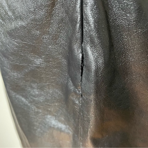 Theory Black Paper Leather Darted Combo Fit Flare Sleeveless Dress H0700602 Sz 4 - Picture 10 of 11